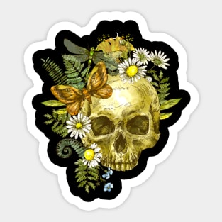 skull with flowers/butterfly Sticker